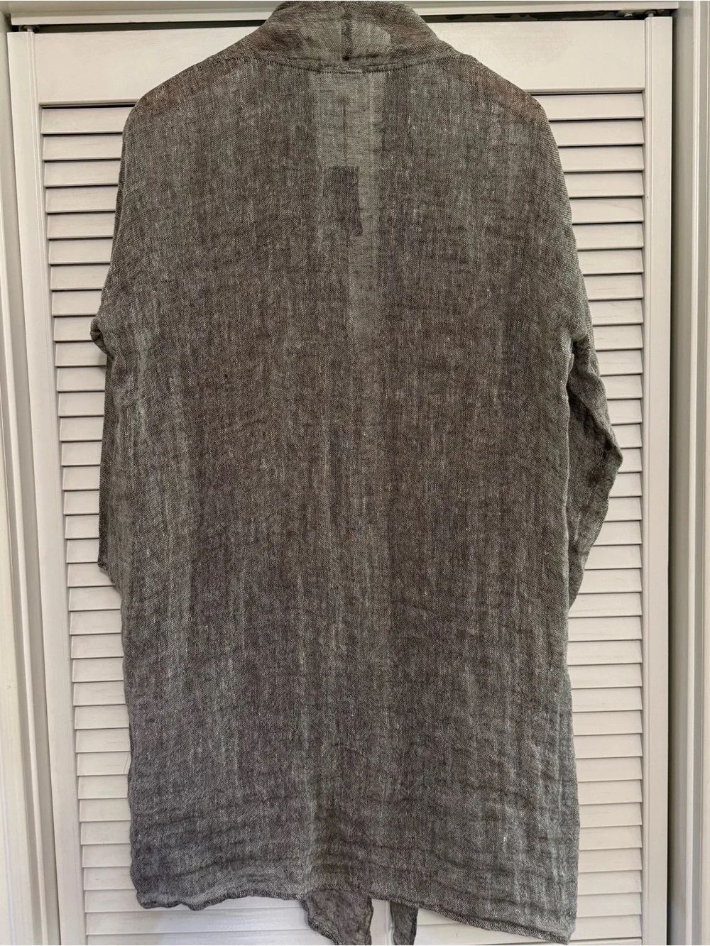 J. Jill Gray-Brown Open-Front Draped Linen-Blend Cape - Picture 5 of 9